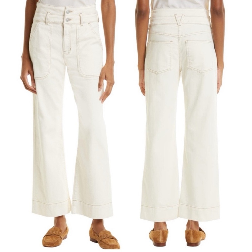 Veronica Beard Hilde Wide Ankle Crop High Rise Flare Pants 29